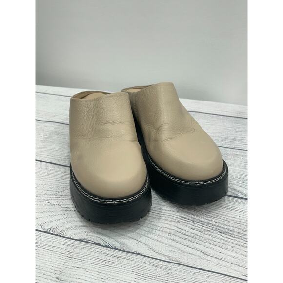 Matisse Lena Womens Beige Leather Round Toe Platform Chunky Mule Shoe Size 8.5M - Picture 4 of 14
